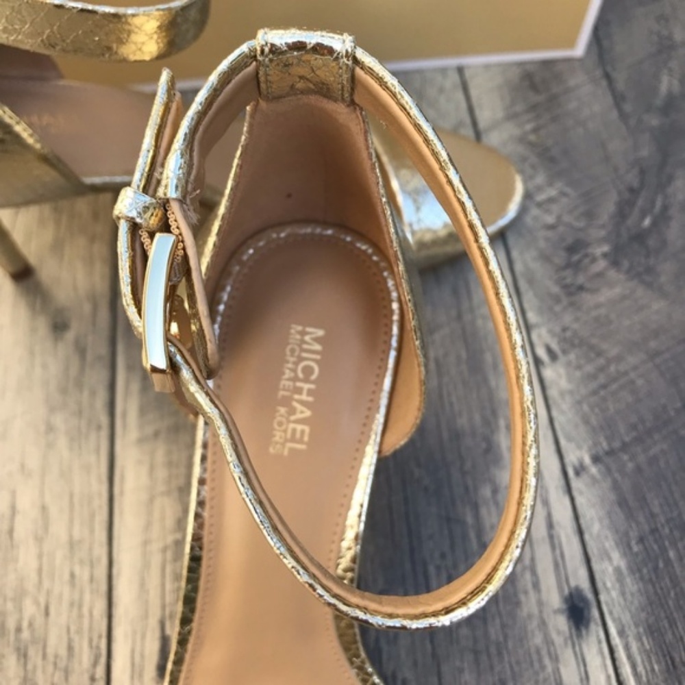 Michael Kors Sylvie MID Sandal Pale Gold W AUTHENT - Picture 6 of 8